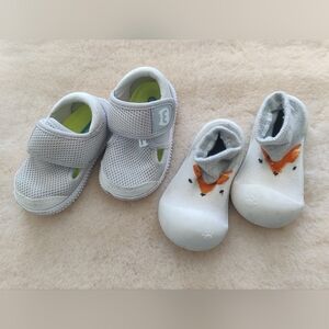 Baby Shoes - 2 pair - Size 5 / 13cm Grooks Adventure Shoe Fox Cream Gray Velcro